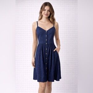 Banana Republic Navy Polka Dot Button-Down Dress. XS. NWT.
